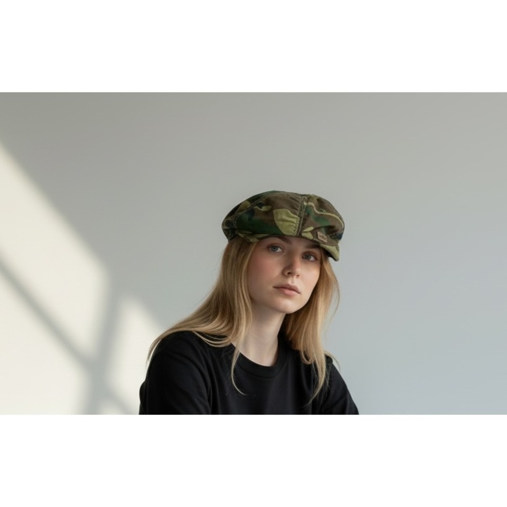 Angela & William Unisex Cotton Duckbill Camo Woodland Hat Newsboy One Size Green